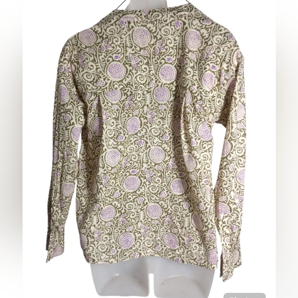 Chloé Beige Pink Floral Print Blouse Long Sleeve Button Front Size 34(0-2) - Picture 6 of 6